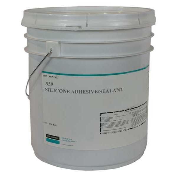 Dowsil Silicone Adhesive/Sealant, 18 kg, Pail, White, Silicone Base, 839 - 2156989