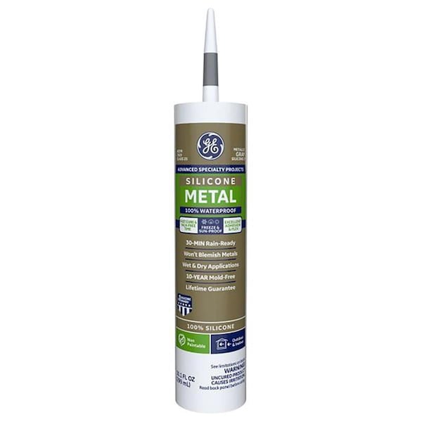 Silicone Ii 10.1 oz GE Advanced Gray Silicone 2 Metal Gutter Caulk Sealant, 12PK - 1092691
