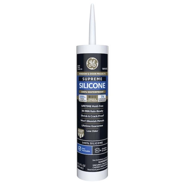 Ge 10.1 oz Supreme Silicone Window & Door Sealant White, 12PK - 1024687