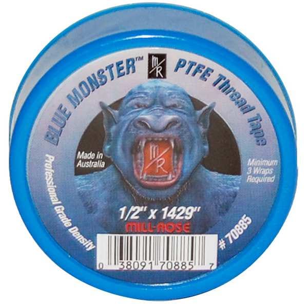 Blue Monster PTFE Thread Sealant Tape, 1/2 in W x 119 ft L, Blue, 0.0023 in Thick - 70885
