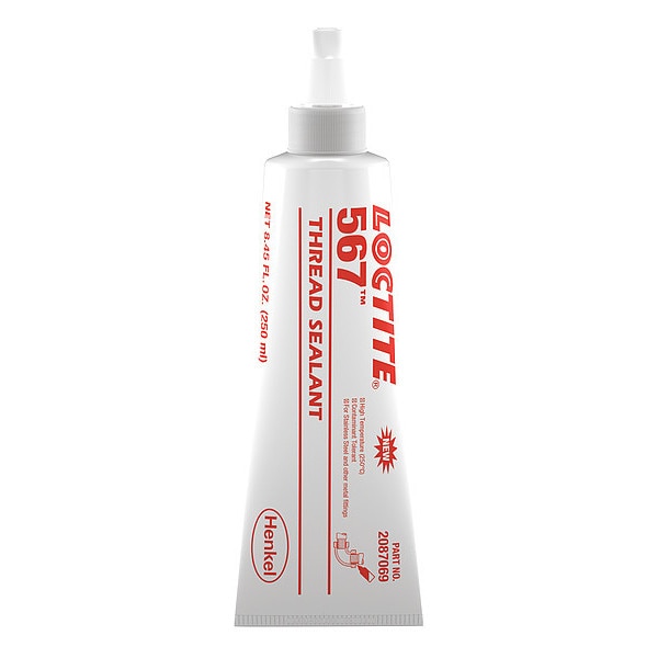 Loctite Pipe Thread Sealant, 567, 8.5 fl oz, Tube, Off-White, High-Temp Resistant - 2087069