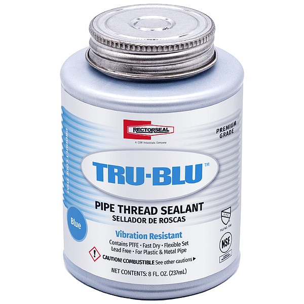 Rectorseal Pipe Thread Sealant 9.6 fl oz, Brush-Top Can, Tru-Blu, Blue, Paste - 31551