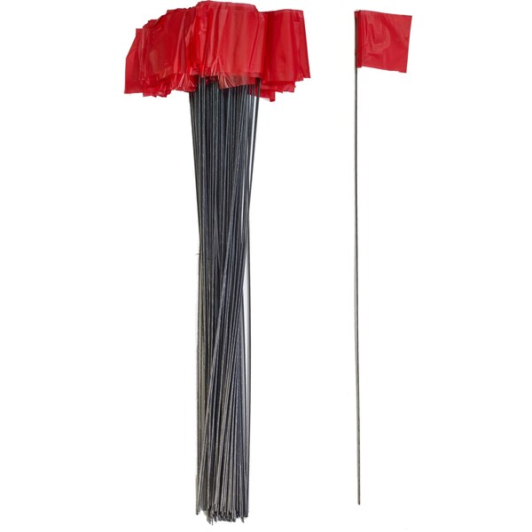 Mutual Industries Wire Marking Flags, 2.5"X 3.5"X 21", Red 1000C - 15901-79-21