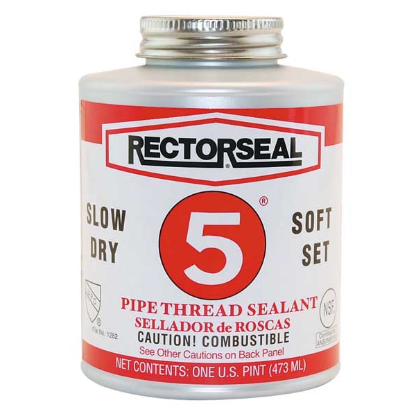 Rectorseal Pipe Thread Sealant 8 fl oz, Brush-Top Can, No. 5, Yellow, Paste - 25431