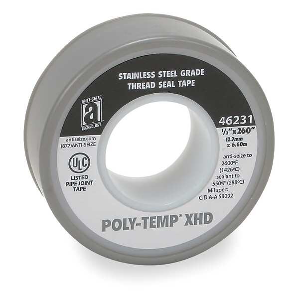 Anti-Seize Technology Thread Seal Tape, 1/2 In. W, 260 In. L - 46231A