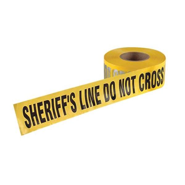 Zoro Select Barricade Tape, Sherrifs Line Do Not Cross, Yellow, 3 in Wide x 1,000 ft Length, Polyethylene - RB3103Y822-200