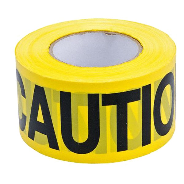 Zoro Select Barricade Tape, Caution, Yellow, 3 in Wide x 200 ft Length, Polyethylene, 3 mil - 15Y432
