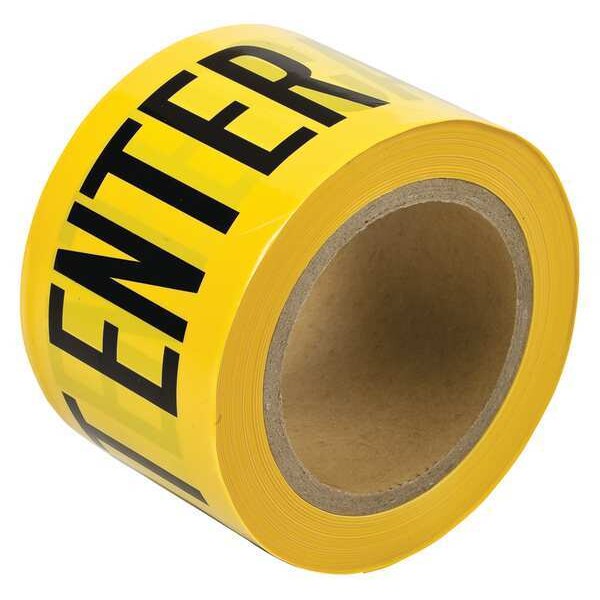Zoro Select Barricade Tape, Caution Do Not Enter, Yellow, 3 in Wide x 200 ft Length, Polyethylene, 3 mil - 91224