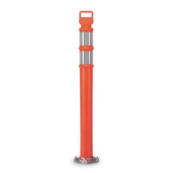 Zoro Select Permanent Mount Delineator Post, Polyethylene, High-Intensity Prismatic, 43" Height, 6 lb, Orange - 03-745AB