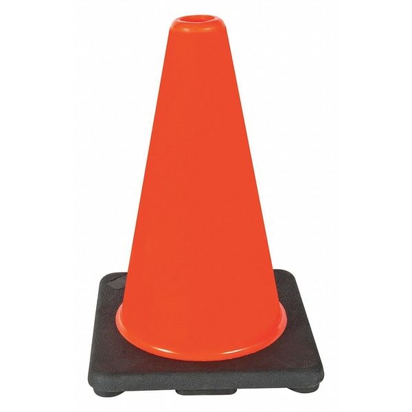 Zoro Select Traffic Cone, PVC, Not Applicable, 12 in Height, 1.7 lb, Orange - 6FGZ0