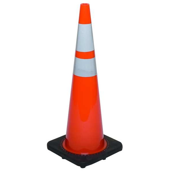 Zoro Select Traffic Cone, PVC, High-Intensity Prismatic, 18 in Height, 3 lb, Orange - 6FHC2