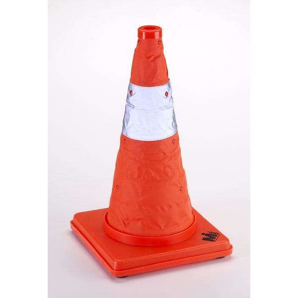 Mutual Industries Nylon Collapsible Traffic Cone, 18", PK2, Plastic, 11 inch Height, 2 inch Length, 4 pounds, Orange - M17714-1-18