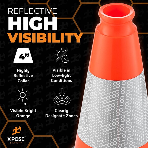 Xpose Safety Traffic Cone, PVC, 12" Height, Orange - OTC12-1-X
