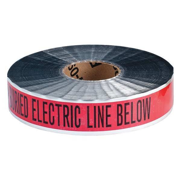 Zoro Select Underground Marking Tape, Caution Buried Electric Line Below, Red, 2 in Wide x 1,000 ft Length - 91601