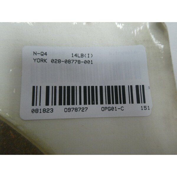 York CHILLER UNIT SUCTION CONNECTION GASKET CHILLER PARTS AND ACCESSORY - 028-08778-001