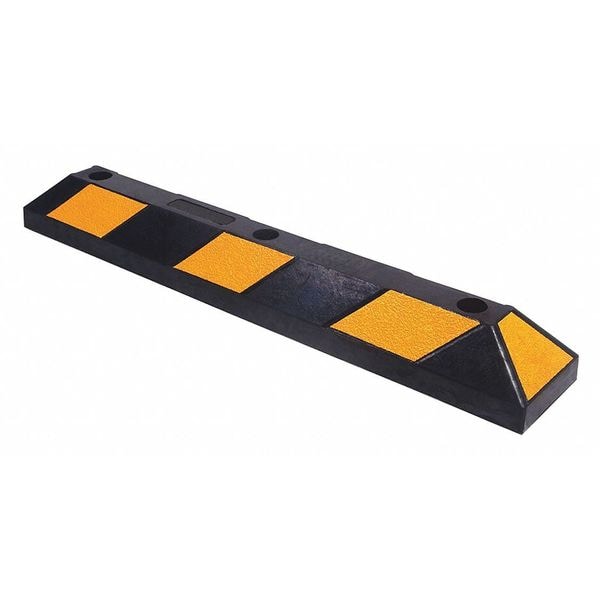 Zoro Select Parking Curb, Rubber, 4 in Height, 3 ft Length, Black/Yellow - 490W87
