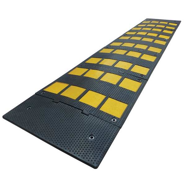Zoro Select Speed Bump, Rubber, 1 1/8 in Height, 9 ft Length, Black/Yellow - 29NH25
