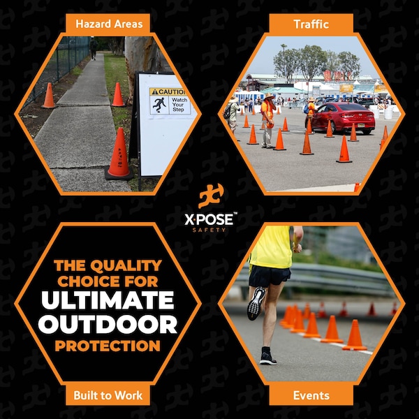 Xpose Safety Traffic Cone, PVC, 18" Height, Orange - OTC18-4-X-S