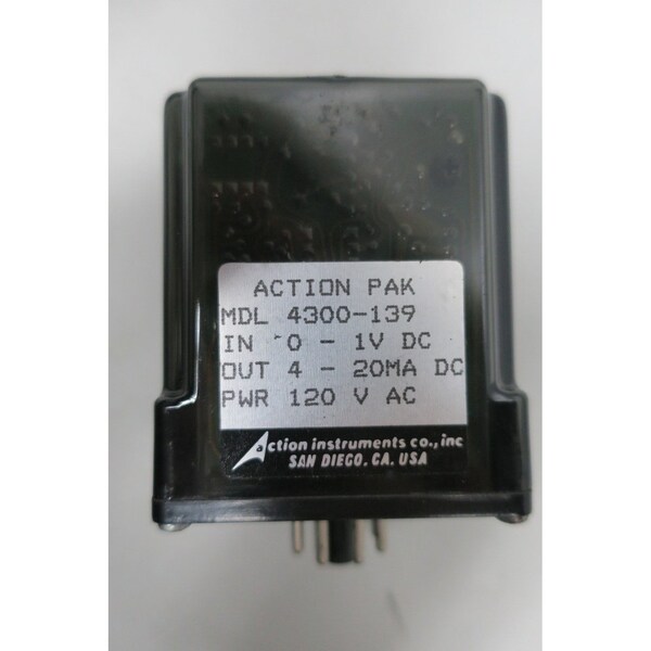Acción Instrumentos Action Pak Transmisor Aislante 4-20Madc 120V-Ac 0-1V-Dc Relé Enchufable - 4300-139