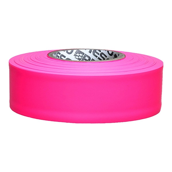 Zoro Select Flagging Tape, No Legend, Fluorescent Pink, 1 3/16 in Wide x 150 ft Length, Vinyl, 2.5 mil - TFPG-200