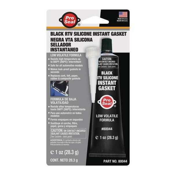 Pro Seal Gasket Maker RTV Gasket Maker, 1 oz, Black, Temp Range -75 to 500 Degrees F - 80044