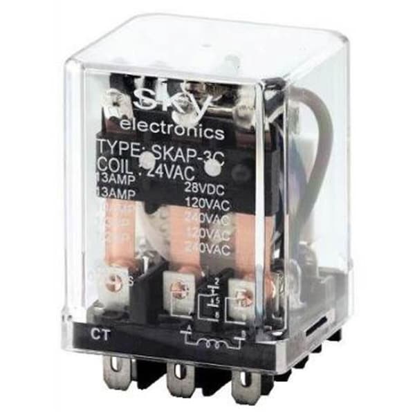 Relevador y Control SKAP-2C-24VAC 24V AC Coil 8 Pin Square Base Plug-in Relays - SKAP-2C-24VAC