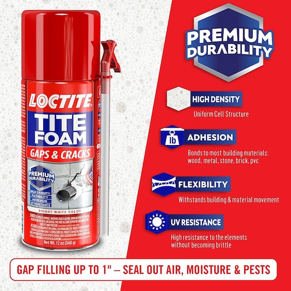 Loctite Loctite TiteFoam White Polyurethane Foam Foam Foam Sealant 12 oz - 1988753