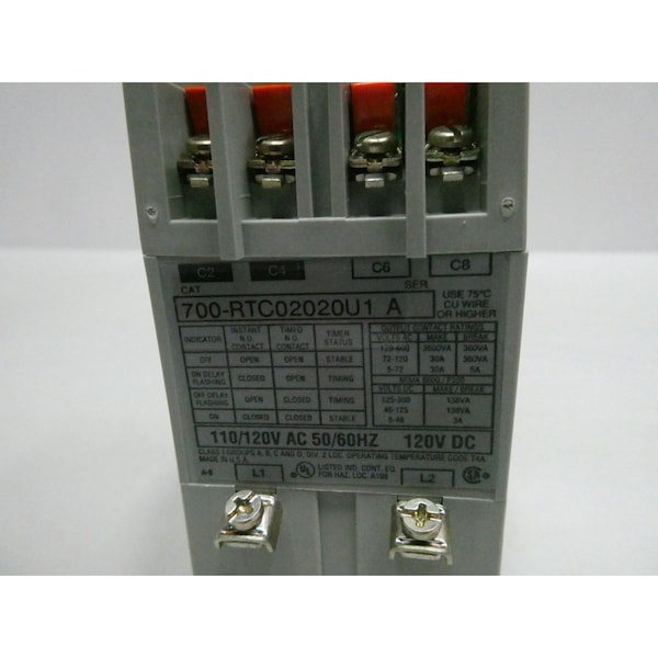 Temporizador de retardo de tiempo Allen Bradley 110/120V-Ac 120V-Dc - 700-RTC02020U1