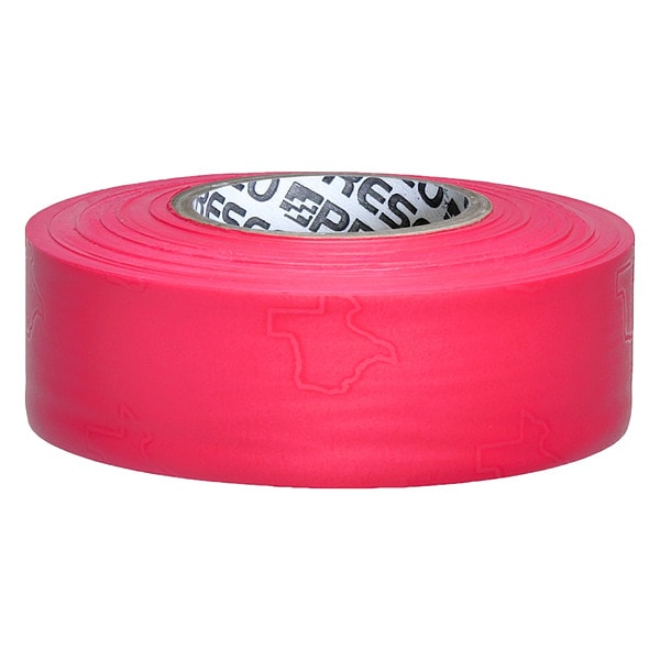 Zoro Select Flagging Tape, No Legend, Fluorescent Pink, 1 3/16 in Wide x 150 ft Length, Vinyl, 3 mil - TXPG-200