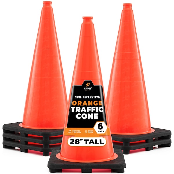 Xpose Safety Traffic Cone, PVC, 28" Height, Orange - OTC28-6-X-S