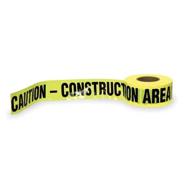 Zoro Select Barricade Tape, Caution Construction Area, 3 in Wide x 1000 ft Long, Polyethylene, 1.6 mil Thickness - 1N958