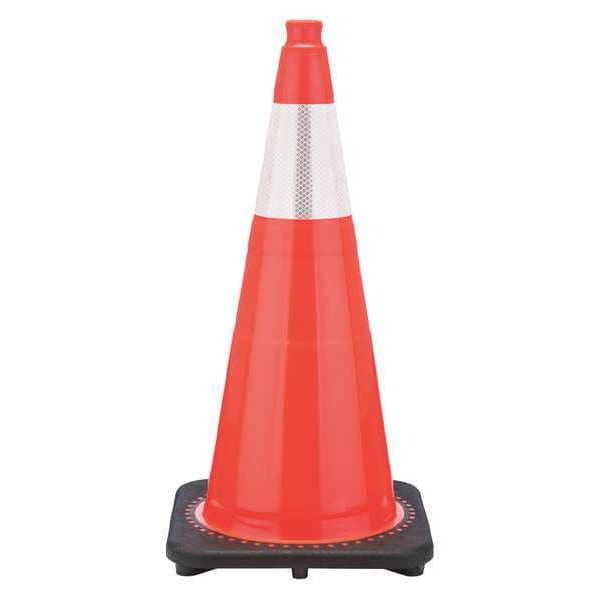 Zoro Select Traffic Cone, PVC, High-Intensity Prismatic, 28 in Height, 7 lb, Orange - RS70032CT3M6