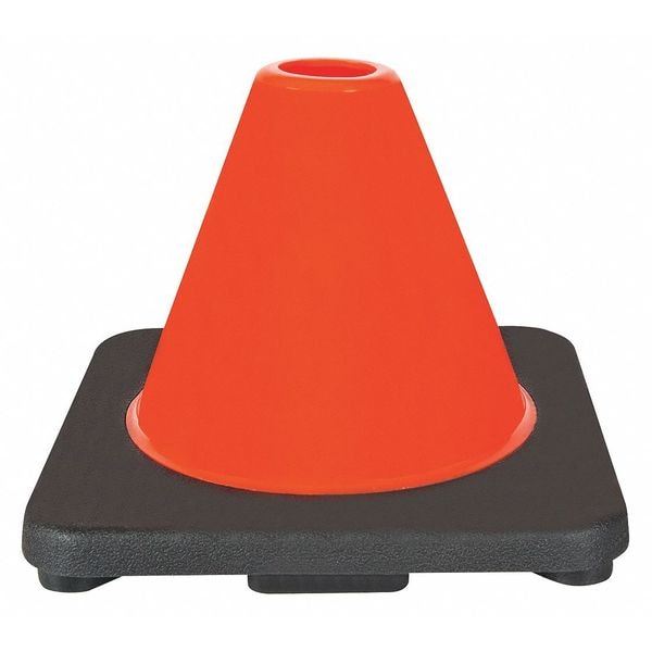 Zoro Select Traffic Cone, PVC, Not Applicable, 6 in Height, 1.5 lb, Orange - 6FGY9
