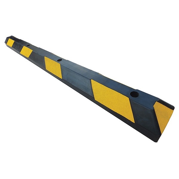 Zoro Select Parking Curb, Rubber, 4 in Height, 4 ft Length, Black/Yellow - 29NH41
