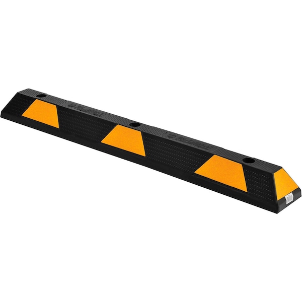 Global Industrial Parking Stop, UV Black Rubber, 3-15/16 in Height, 47-1/4 in Length, Black/Yellow - 670596