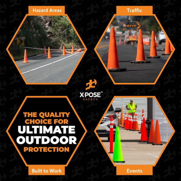 Xpose Safety Traffic Cone, PVC, 36" Height, Orange - OTC36-24-X