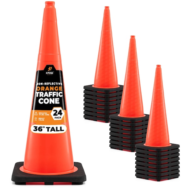 Xpose Safety Traffic Cone, PVC, 36" Height, Orange - OTC36-24-X