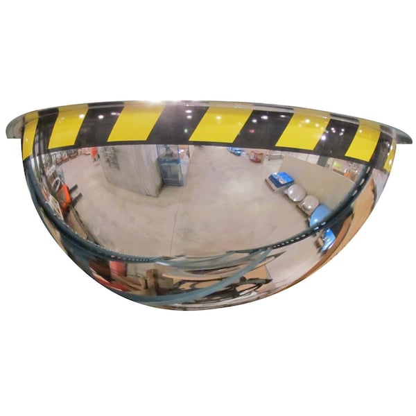 Se-Kure 26 in. Half Dome Mirror, Safety Border - ONV-180-26-SB