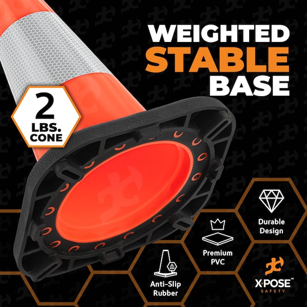 Xpose Safety Traffic Safety Cone, PVC, 12 in Height, 9 in Length, Orange - OTC12-4-12-X-S