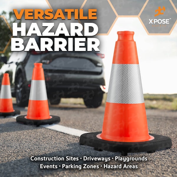 Xpose Safety Traffic Safety Cone, PVC, 12 in Height, 9 in Length, Orange - OTC12-4-4-X-S