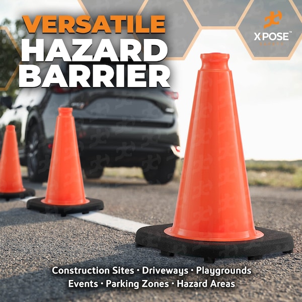 Xpose Safety Traffic Safety Cone, PVC, 12 in Height, 9 in Length, Orange - OTC12-48-X