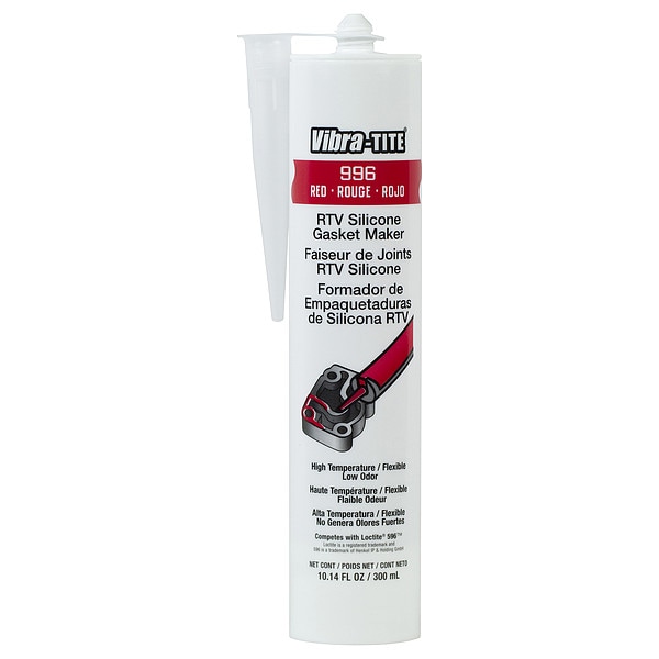 Vibra-Tite Silicone Gasket Sealant, 300 mL, Red, Temp Range -75 to 650 Degrees F - 99630