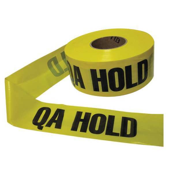 Zoro Select Barricade Tape, QA Hold, Yellow, 3 in Wide x 1,000 ft Length, Polyethylene, 4 mil - 28074   3 X 1000'L