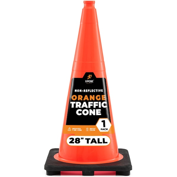 Xpose Safety Traffic Cone, PVC, 28" Height, Orange - OTC28-1-X