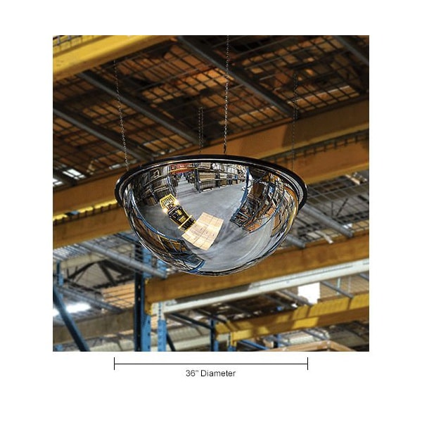 Global Industrial Full Dome Acrylic Mirror, Indoor, 36 Dia., 360, Viewing Angle - 670540
