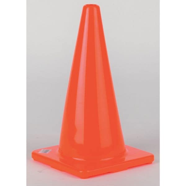Zoro Select Traffic Cone, PVC, Non-Reflective, 18 in Height, 2.3 lb, Orange - 6FGZ7