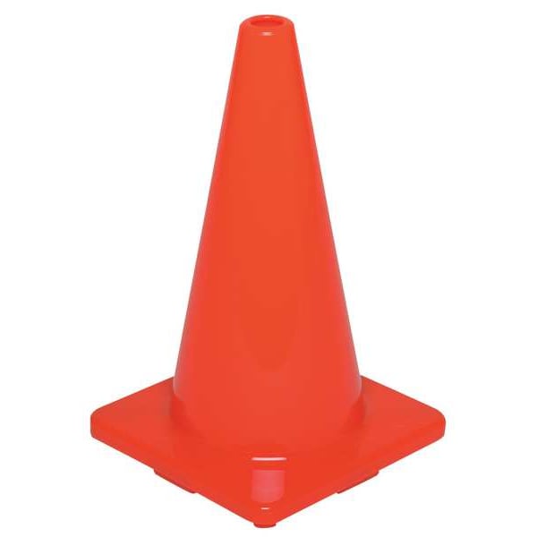 Zoro Select Traffic Cone, PVC, Non-Reflective, 18 in Height, 2.3 lb, Orange - 6FGZ7