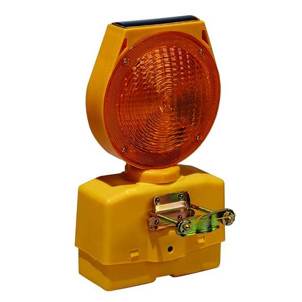 Cortina Safety Products Solar Barricade Light, Head Diameter 7 1/2 in, 13 in H x 7 in W, Yellow, Dusk-to-Dawn, Amber, LED - 03-10-SBLG