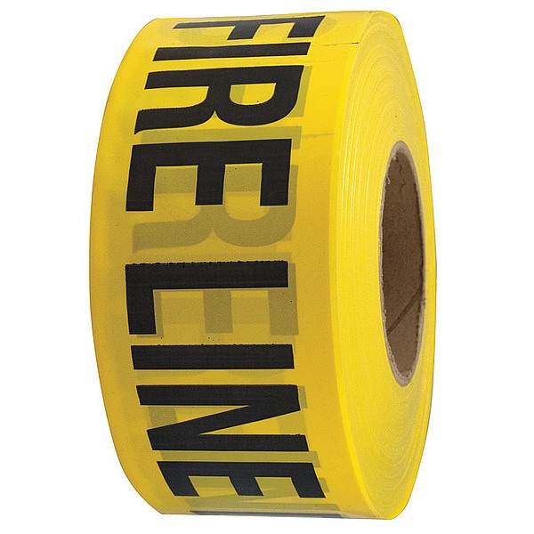 Zoro Select Barricade Tape, Fire Line Do Not Cross, 3 in Wide x 1000 ft Long, Polyethylene, 1.6 mil Thickness - 4ACD5