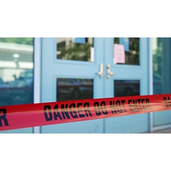 Krowd Kontrol Barricade Tape, Danger, Polyethylene, 7 mil Thickness, 3" Wide, 328 Ft. Long, Red/Black - CT-DANGER
